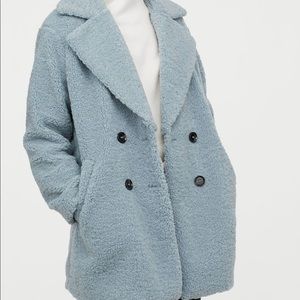 ISO      H&M Light blue faux shearling coat Large
